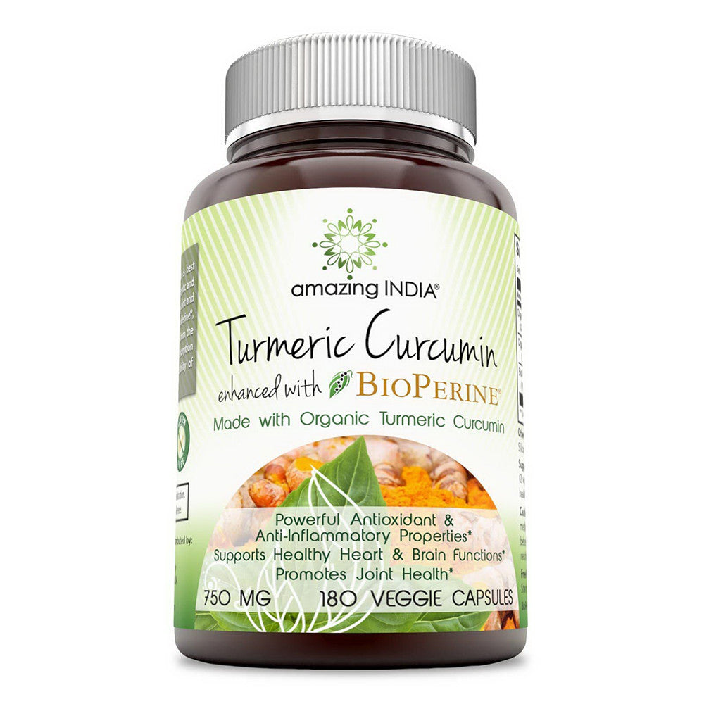 Amazing Nutrition Amazing India Turmeric Curcumin With Bioperine 750 Mg Capsules, 180 Ea